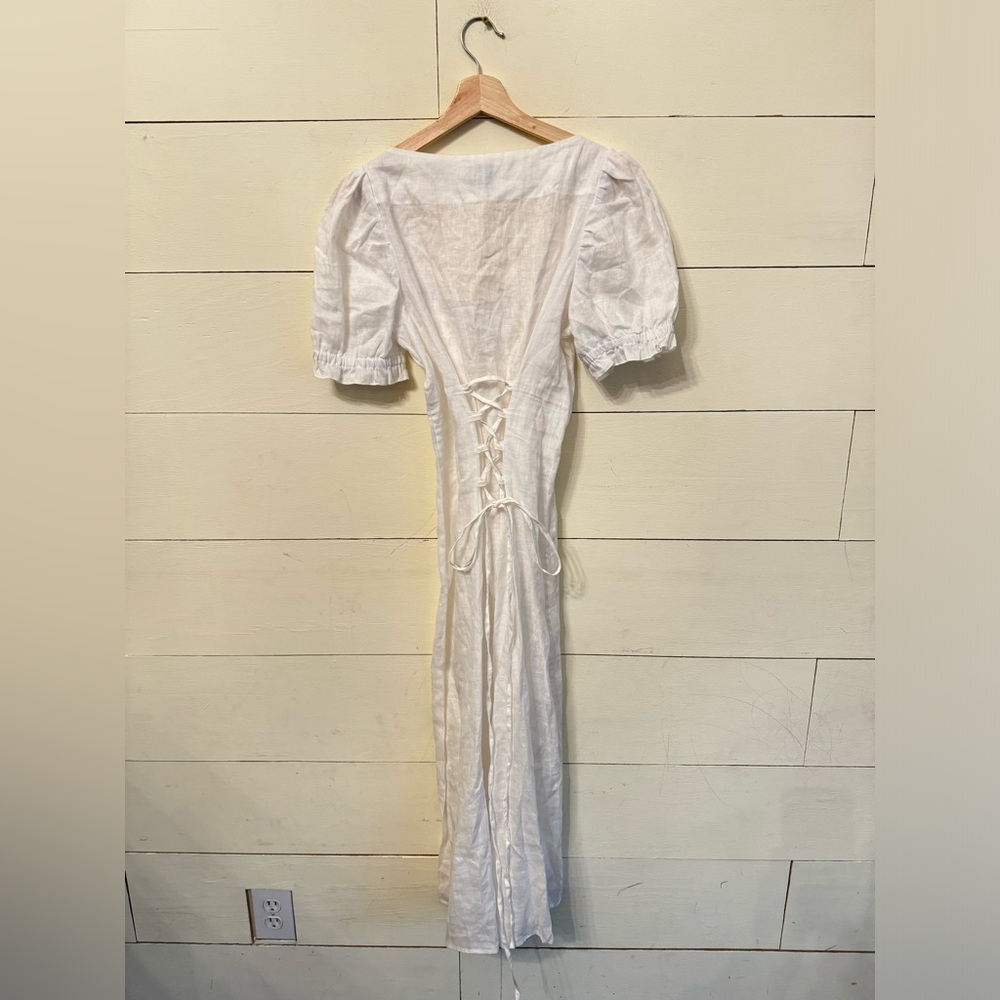 SLEEPER Marquise Linen Lace-Up Dress in white - Picture 11 of 13